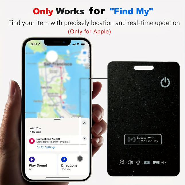 بطاقة تتبع المحفظة - محدد موقع GPS مع ميزة Find My المتوافقة مع نظام التشغيل iOS